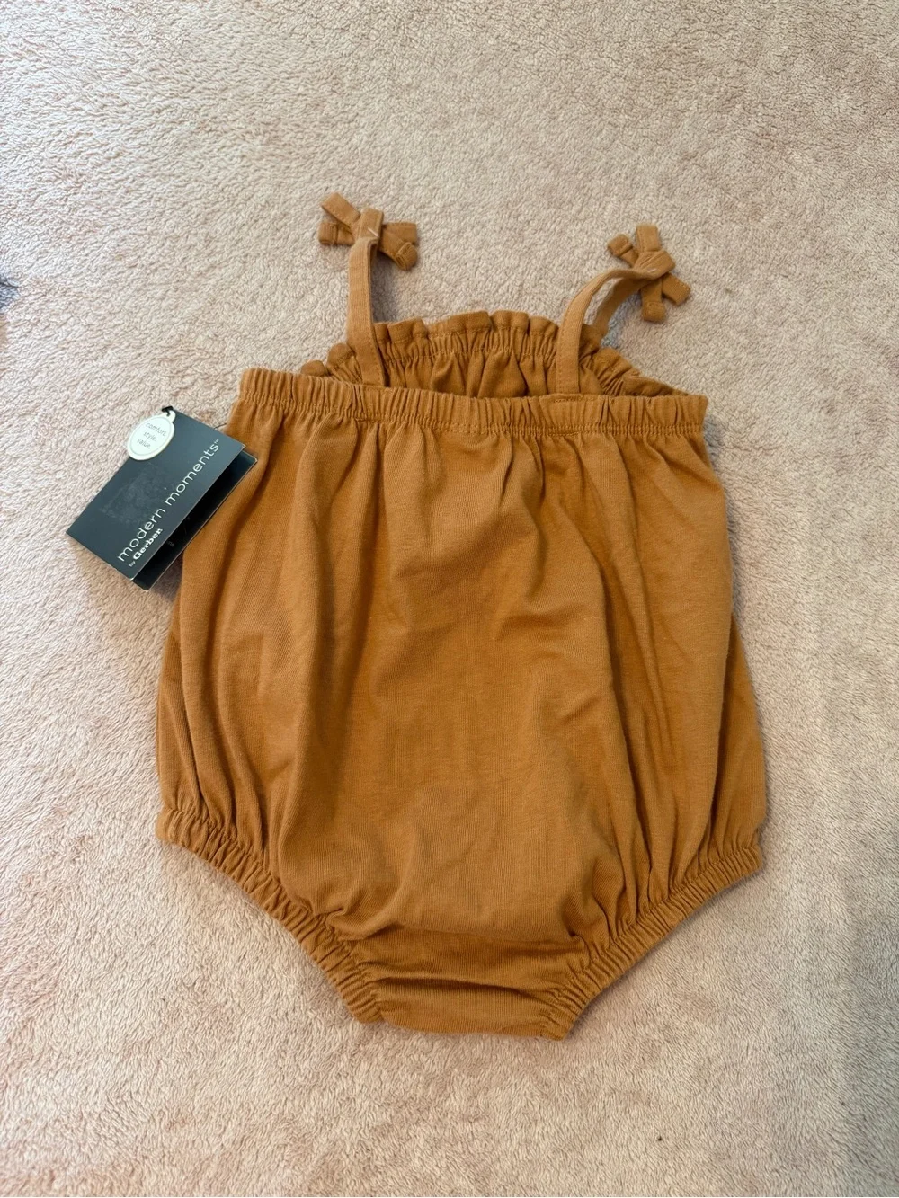 Modern Moments Baby Girls' Eyelet-Trim One-Piece Romper in Orangish/Brown